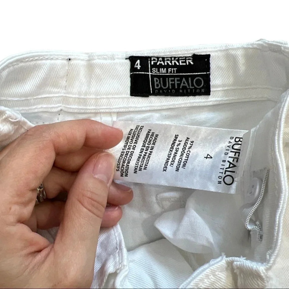 Buffalo David Bitton White Parker Slim Fit Shorts 4 - Picture 2 of 2